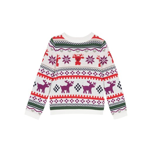 Sweter dziewczęcy z bożonarodzeniowym motywem | bonprix 128/134 okazja bonprix