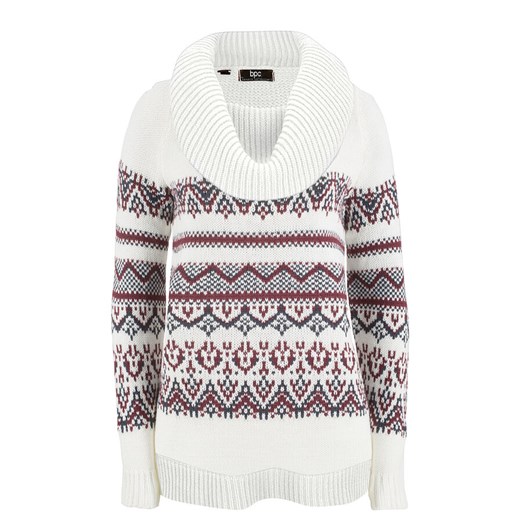Sweter w norweski wzór, z szerokim golfem, fason o linii litery A | bonprix 48/50 bonprix