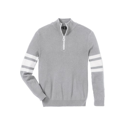 Sweter ze stójką z zamkiem, z bawełny z recyklingu | bonprix 52/54 (L) bonprix