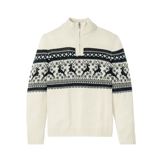 Sweter ze stójką w norweski wzór | bonprix 48/50 (M) bonprix
