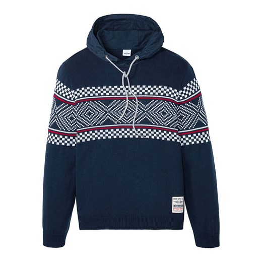 Sweter w norweski wzór z kapturem | bonprix 52/54 (L) bonprix