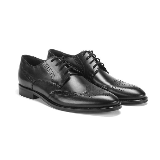 Czarne Brogsy 3723 ze sklepu Domenoshoes w kategorii Buty eleganckie męskie - zdjęcie 127705786