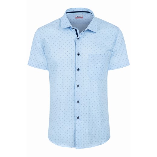 Bodara koszula męska jasno niebieska w granatowy wzorek krótki rękaw Bodara M okazyjna cena ATELIER-ONLINE