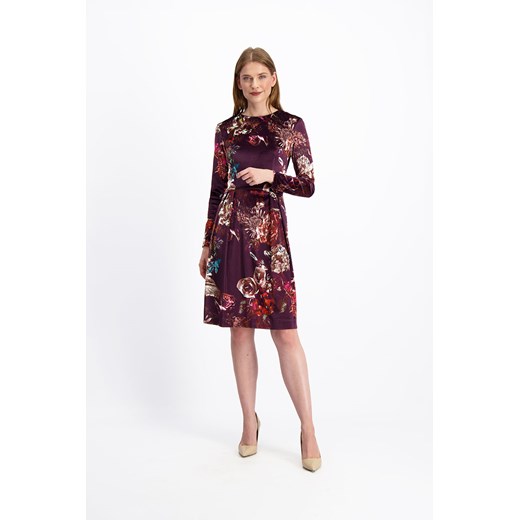 Bordowa sukienka w kwiaty 84456 Lavard 34 Lavard okazyjna cena