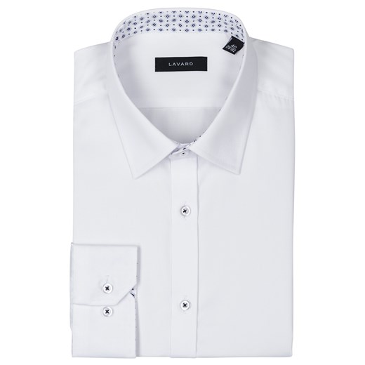 Biała koszula z granatowym akcentem 93007 Lavard 37/176-182 okazyjna cena Lavard