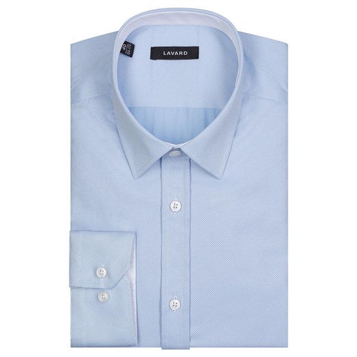 Błękitna koszula męska w mikro wzór rombów 91062 Lavard 43/176-182 okazyjna cena Lavard