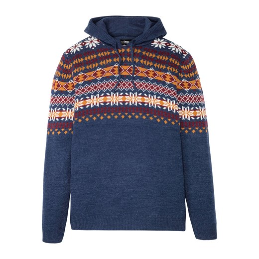 Sweter w norweski wzór z kapturem | bonprix 68/70 (4XL) wyprzedaż bonprix