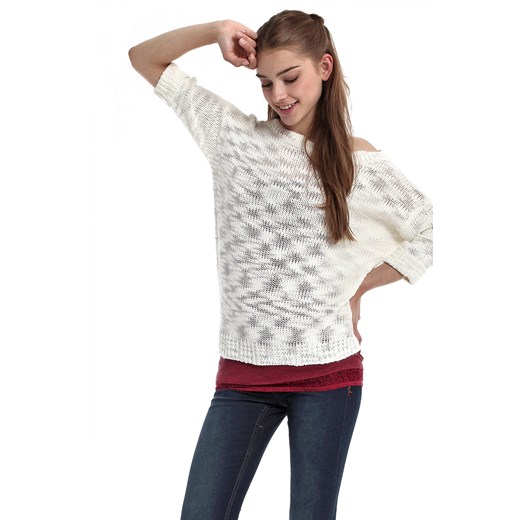 Sweater with boat neck terranova brazowy sweter
