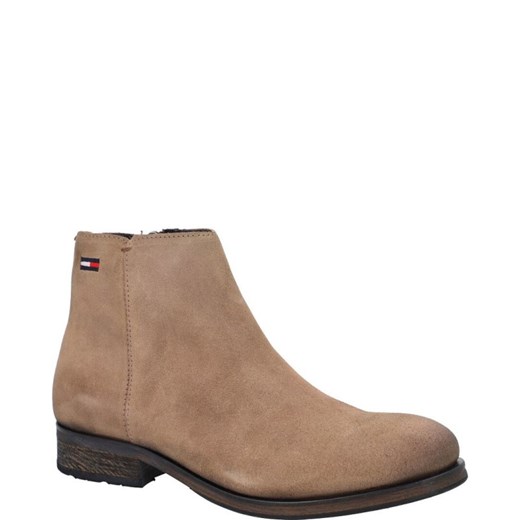 Buty zimowe męskie Tommy Jeans eleganckie beżowe skórzane