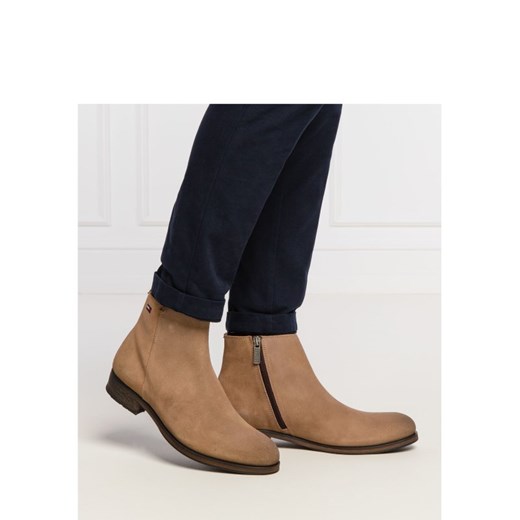 Buty zimowe męskie Tommy Jeans skórzane bez zapięcia