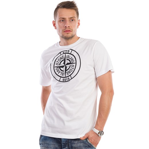 STONE ISLAND T-shirt róża wiatrów white blackroom-pl bialy aplikacje