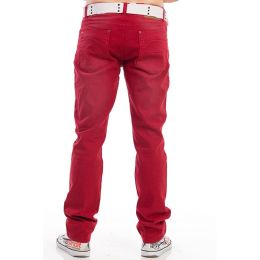 Czerwone spodnie super slim PASEK GRATIS! blackroom-pl czerwony modne