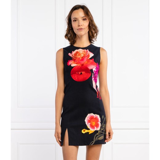 Sukienka Desigual bez rękawów z okrągłym dekoltem w kwiaty 