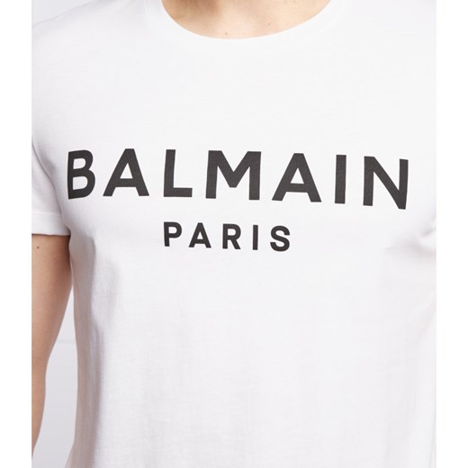 BALMAIN t-shirt męski z krótkim rękawem biały z napisem