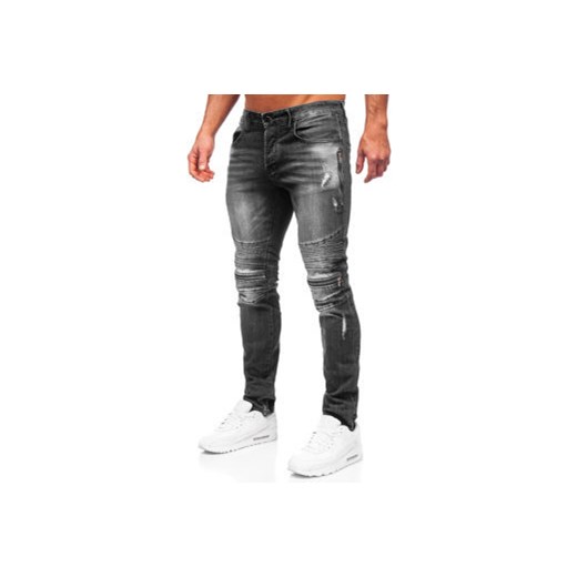 Czarne spodnie jeansowe męskie regular fit Denley MP007N ze sklepu Denley w kategorii Jeansy męskie - zdjęcie 128100937