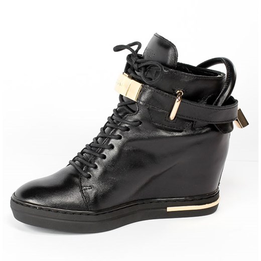 Buty sportowe damskie Carinii sneakersy czarne na koturnie sznurowane