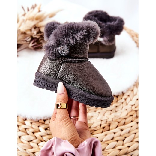 Buty zimowe dziecięce brązowe na zimę bez zapięcia
