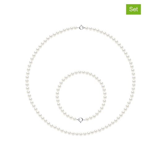 Komplet biżuterii biały Pearline z perłami 
