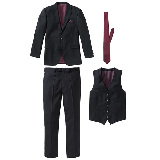 Garnitur 4-częściowy (marynarka, spodnie, kamizelka i krawat) | bonprix 60 bonprix