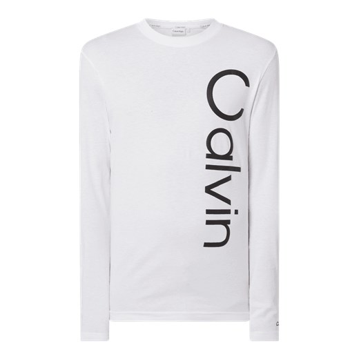 T-shirt męski Calvin Klein młodzieżowy biały z długimi rękawami 