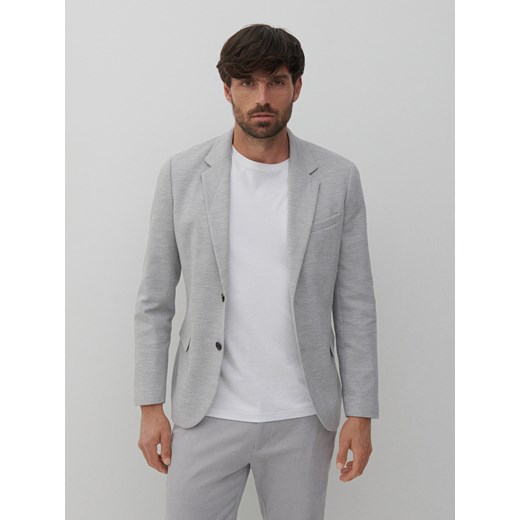 Reserved - Melanżowa marynarka slim fit - Jasny szary Reserved XXL Reserved okazja