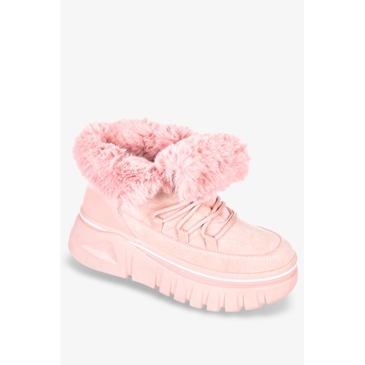 Śniegowce damskie Casu różowe sznurowane casualowe 
