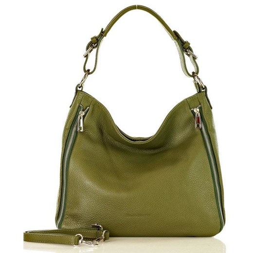 Klaudia MARCO MAZZINI Skórzana torebka włoska na ramię zieleń olive Merg one size merg.pl promocja