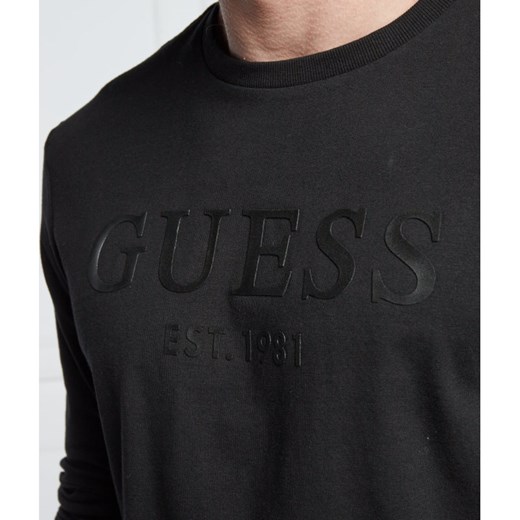 T-shirt męski czarny Guess z długim rękawem 