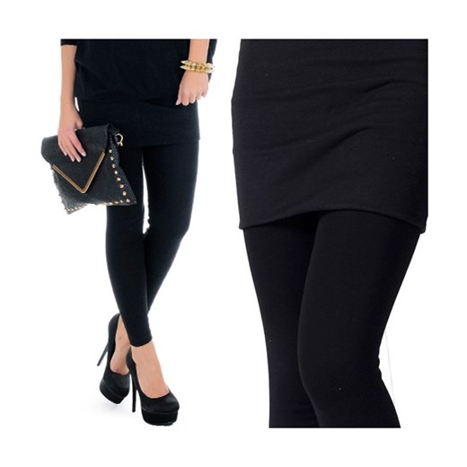 Legginsy czarne ze spódniczką mini 2w1 dodateria-com-pl czarny cień do powiek