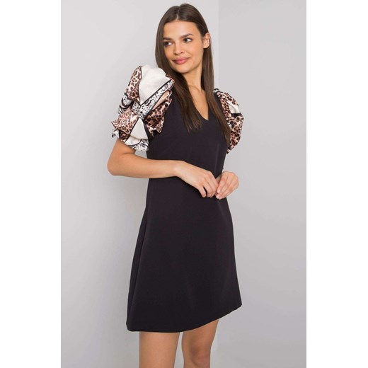 Sukienka Pole&pole elegancka z dekoltem w serek z długim rękawem mini