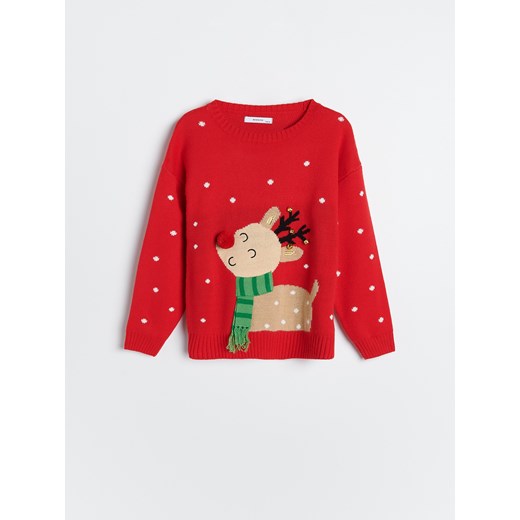 Reserved - Sweter ze świąteczną aplikacją - Czerwony Reserved 146 Reserved promocyjna cena