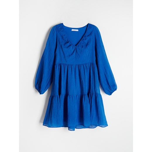 Reserved - Sukienka ze strukturalnej tkaniny - Niebieski Reserved 42 Reserved wyprzedaż