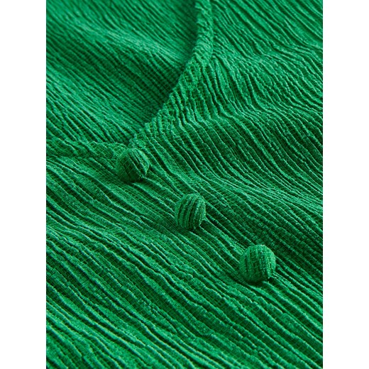Sukienka Reserved zielona z długim rękawem casual z dekoltem w serek dopasowana 