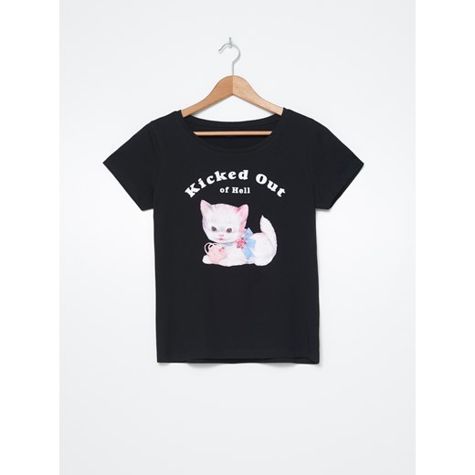 Koszulka z kotkiem Kicked Out Of Hell - Czarny House XS promocja House