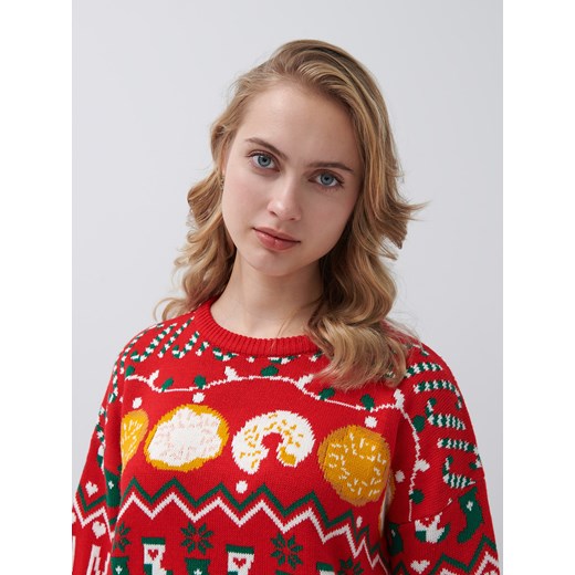 Świąteczny sweter oversize we wzory - Wielobarwny House M/L House okazja
