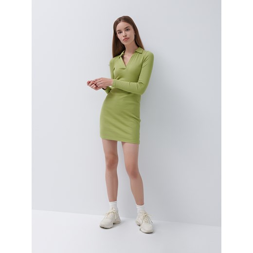 Sukienka mini z kołnierzykiem - Zielony House S promocja House