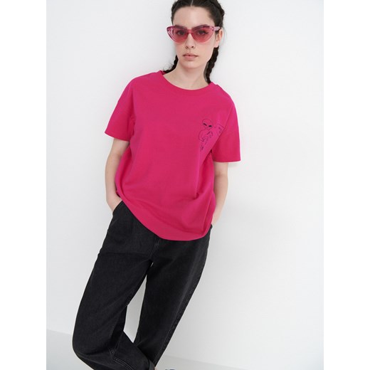 T-shirt oversize z nadrukiem Impress Me Human - Różowy House S okazja House