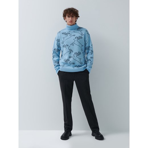 Ciepły sweter w renifery - Niebieski House XXL House okazyjna cena