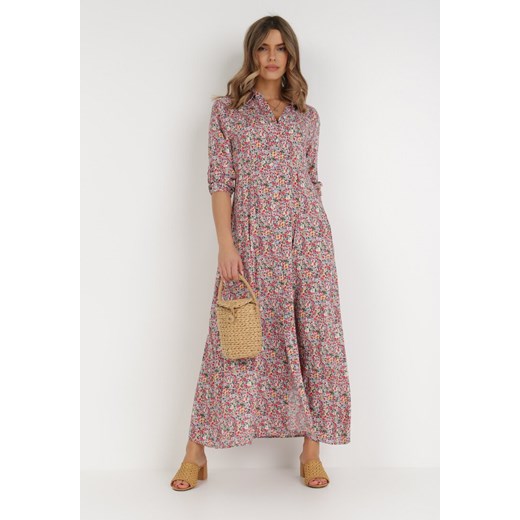 Sukienka Born2be wielokolorowa zamszowa oversize w serek