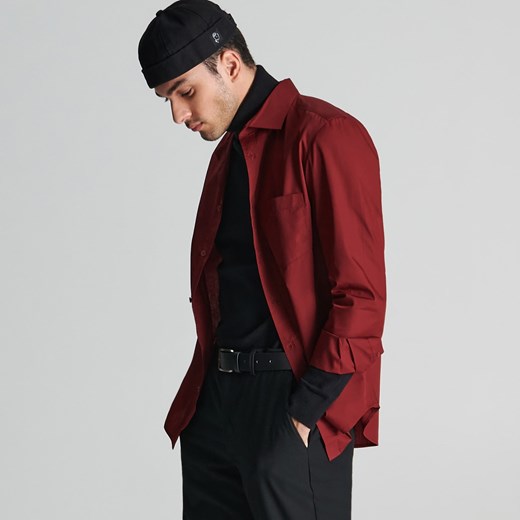 Sinsay - Koszula regular fit - Bordowy Sinsay L okazja Sinsay