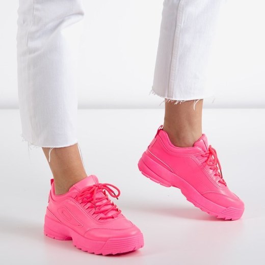 Neonowe różowe sneakersy damskie That's It - Obuwie Royalfashion.pl 40 royalfashion.pl