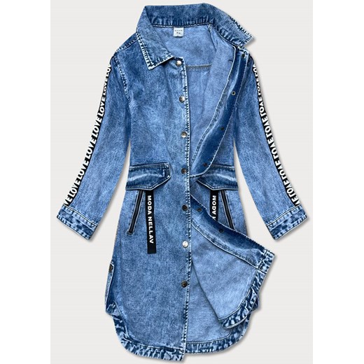 Luźna damska jeansowa kurtka/narzutka niebieska (pop5990-k) ze sklepu goodlookin.pl w kategorii Kurtki damskie - zdjęcie 128748077