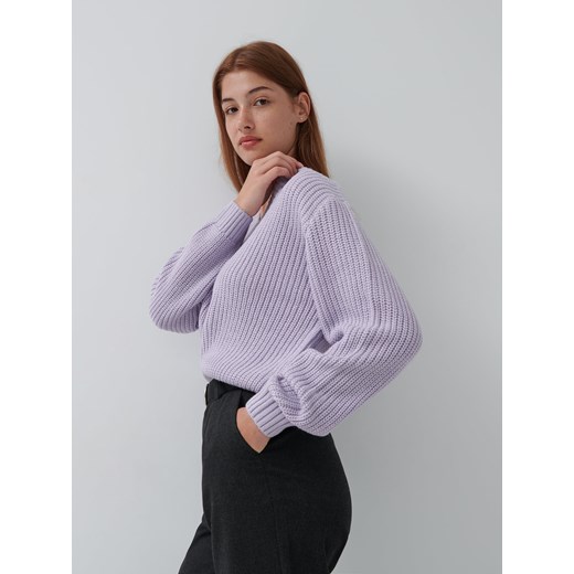 Sweter z dekoltem w serek - Fioletowy House L okazja House