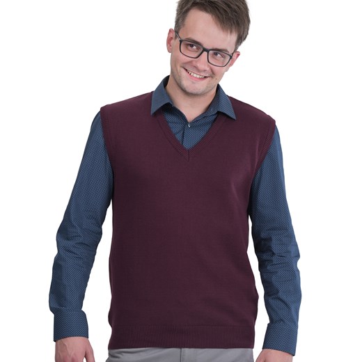 Sweter męski kamizelka Bond - śliwka - M ze sklepu Swetry Lasota w kategorii Kamizelki męskie - zdjęcie 128864127