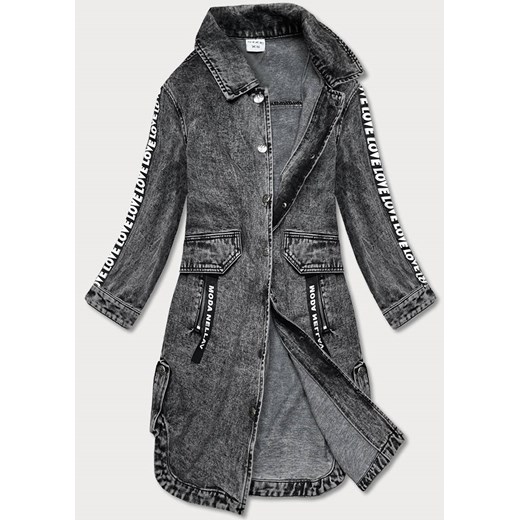 Luźna damska jeansowa kurtka/narzutka czarna (pop7017-k) ze sklepu goodlookin.pl w kategorii Kurtki damskie - zdjęcie 128905439