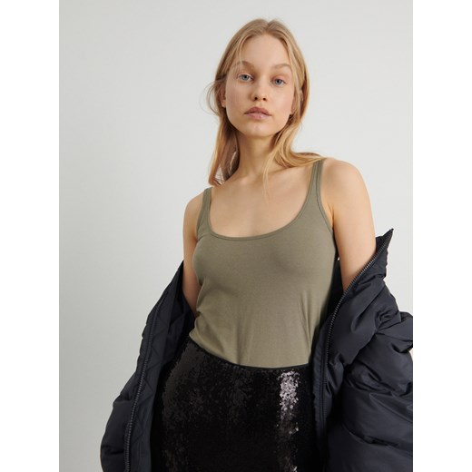Reserved - Bawełniany top - Khaki Reserved M Reserved