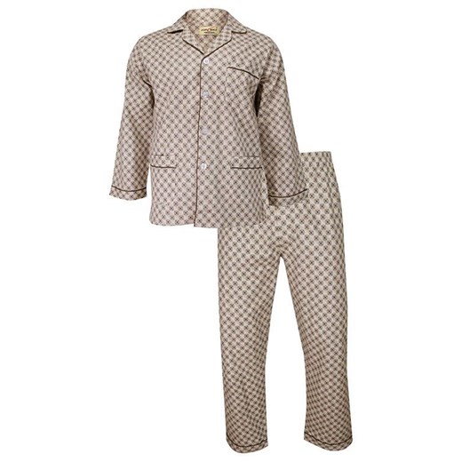 Piżama Męska, Beżowa Dwuczęściowa, Bawełniana, Koszula Długi Rękaw, Długie Spodnie -FORMAX PIZKOWFRMX0002 ze sklepu JegoSzafa.pl w kategorii Piżamy męskie - zdjęcie 129001529