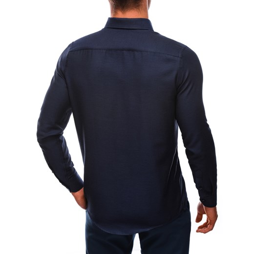 Koszula męska granatowa Edoti.com z długimi rękawami