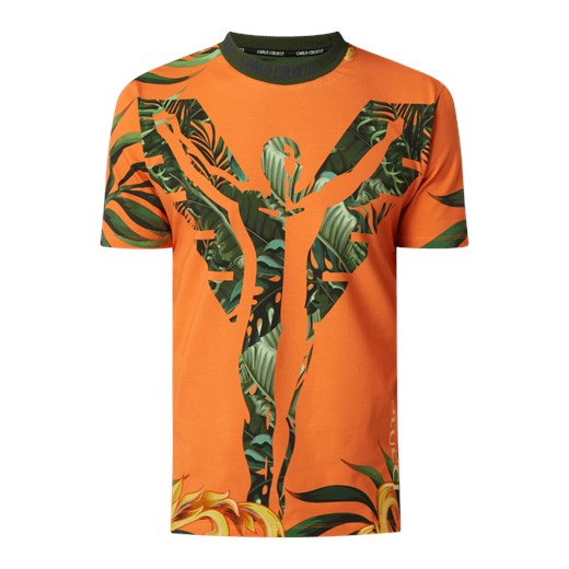 T-shirt męski Carlo Colucci z nadrukami z krótkimi rękawami pomarańczowa 