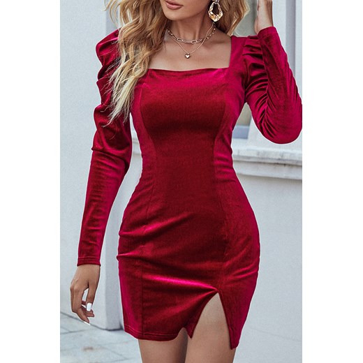 Sukienka IVET czerwona z długim rękawem mini 